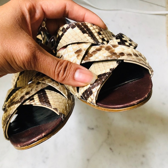 Vintage Hiroko Koshino Python Ankle-Wrap Sandals - Picture 6 of 8